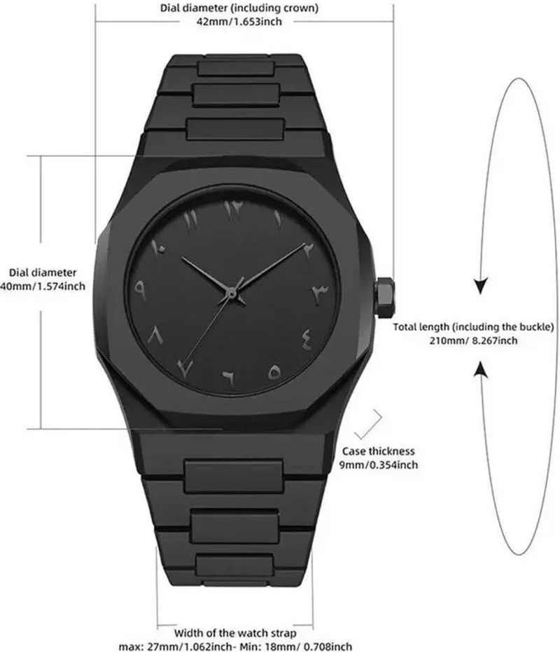 AB Collection Aura Men's Watch with Sabar Arabic Numerals Matte Black Minimalist Analog Watch Analog Watch